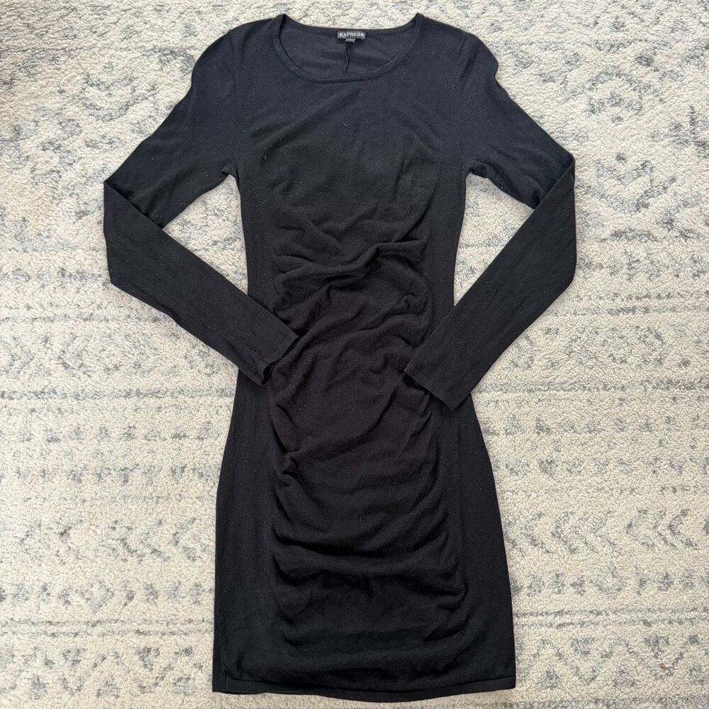 Express Black Ruched Sweater Dress